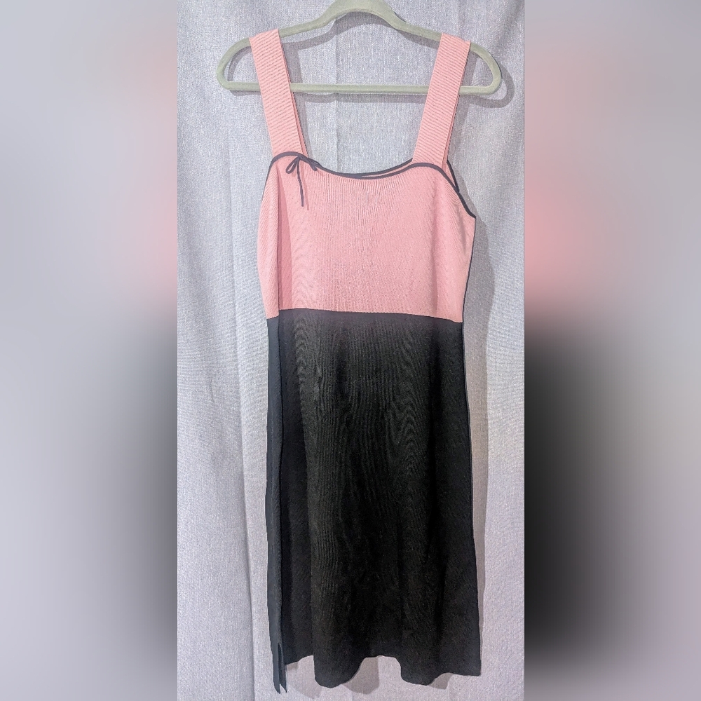 Max Studio Two-Tone Pink and Black Midi Dress